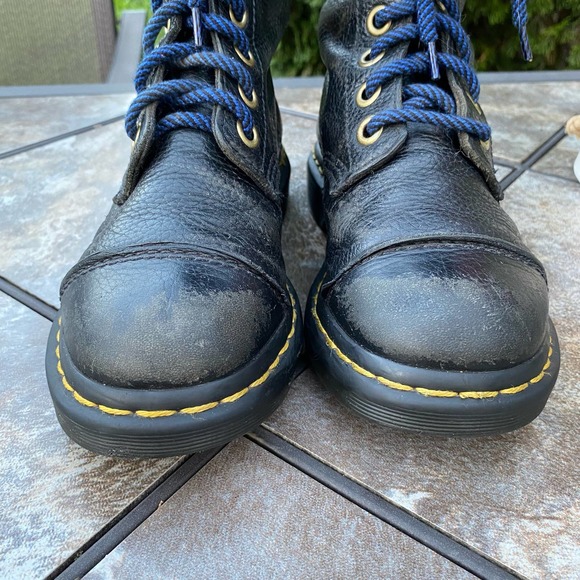 Dr Martens Black Leather Aimilita Tall Lace Up Moto Boots Size 6 - Picture 6 of 13